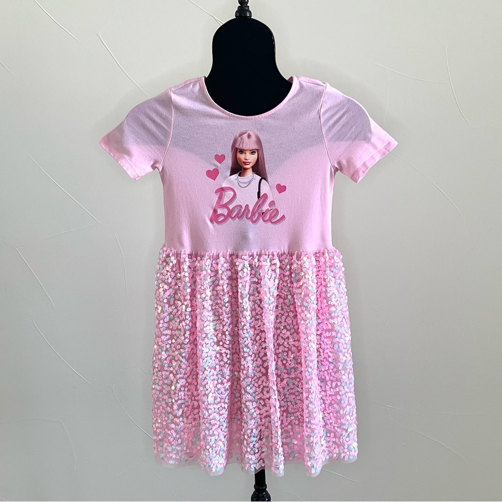 H&M- Pink Barbie Sequin Dress, Size 6X/7